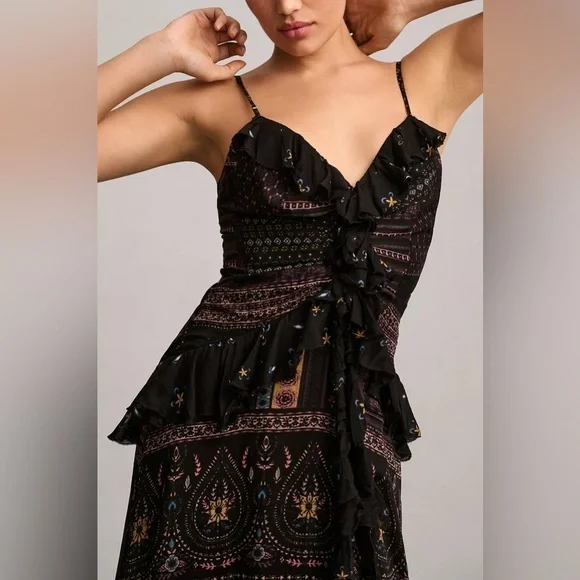 NWT Let Me Be Sheer Printed V-Neck Midi Dress - Picture 4 of 4